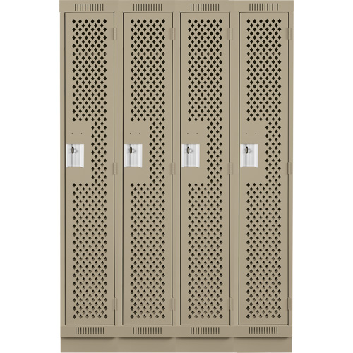 Casiers Clean Line, Bloc de 4, 48" x 15" x 76", Acier, Beige, Rivet (assembl&eacute;), Perfor&eacute; Equipex