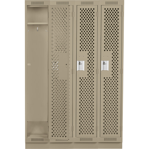 Casiers Clean Line, Bloc de 4, 48" x 15" x 76", Acier, Beige, Rivet (assembl&eacute;), Perfor&eacute; Equipex