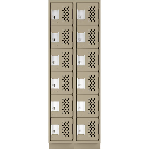 Petit casier perfor&eacute; Clean-Line, 6 niveaux, Bloc de 2, 12" x 72" x 12", Acier Equipex