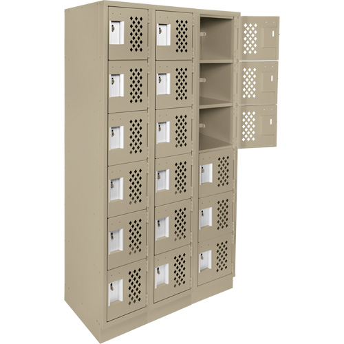 Clean-Line Perforated Lockerette, 6 -tier, Bank of 3, 12" x 72" x 12", Steel Equipex