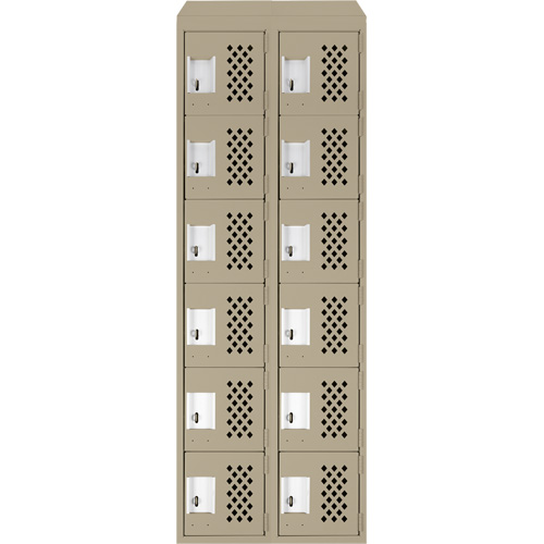 Clean-Line Perforated Lockerette, 6 -tier, Bank of 2, 12" x 72" x 12", Steel Equipex