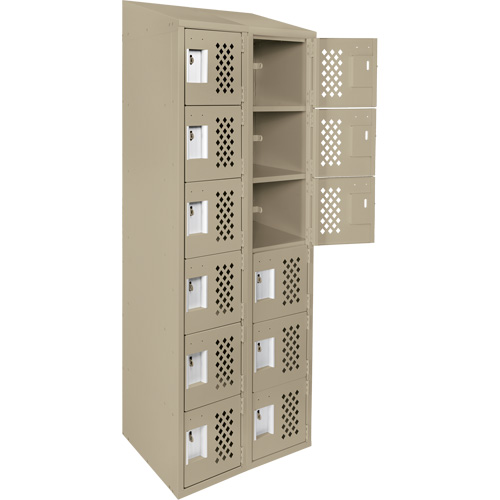 Clean-Line Perforated Lockerette, 6 -tier, Bank of 2, 12" x 72" x 12", Steel Equipex