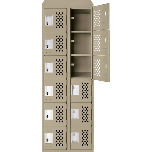 Clean-Line Perforated Lockerette, 6 -tier, Bank of 2, 12" x 72" x 12", Steel Equipex