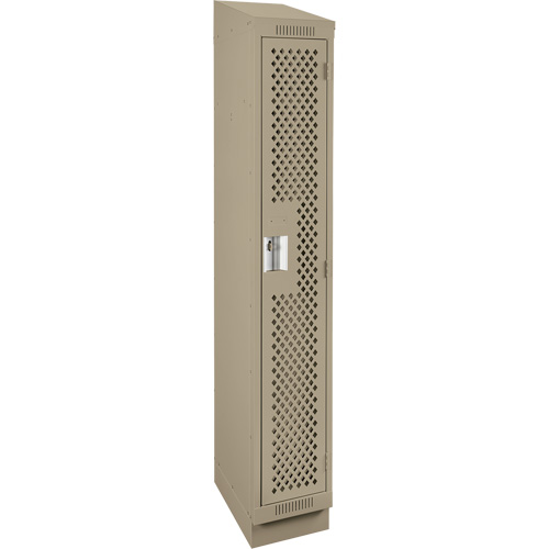 Clean Line Lockers, 12" x 12" x 82", Steel, Beige, Rivet (Assembled), Perforated Equipex