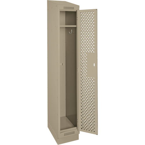Clean Line Lockers, 12" x 12" x 82", Steel, Beige, Rivet (Assembled), Perforated Equipex