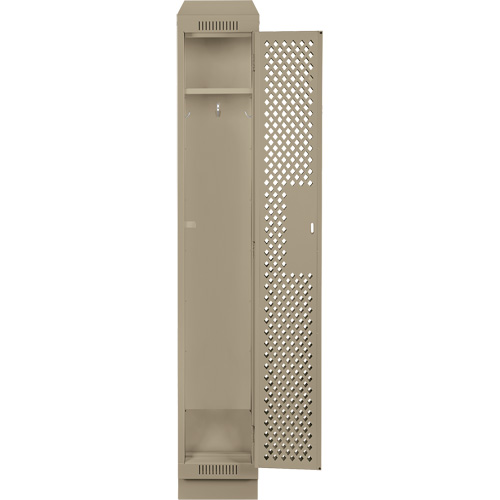 Clean Line Lockers, 12" x 12" x 82", Steel, Beige, Rivet (Assembled), Perforated Equipex