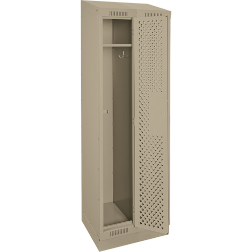 Clean Line Lockers, Bank of 2, 24" x 12" x 82", Steel, Beige, Rivet (Assembled), Perforated Equipex