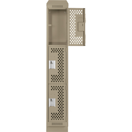 Casiers Clean Line, 3 niveaux, 12" x 12" x 82", Acier, Beige, Rivet (assembl&eacute;), Perfor&eacute; Equipex