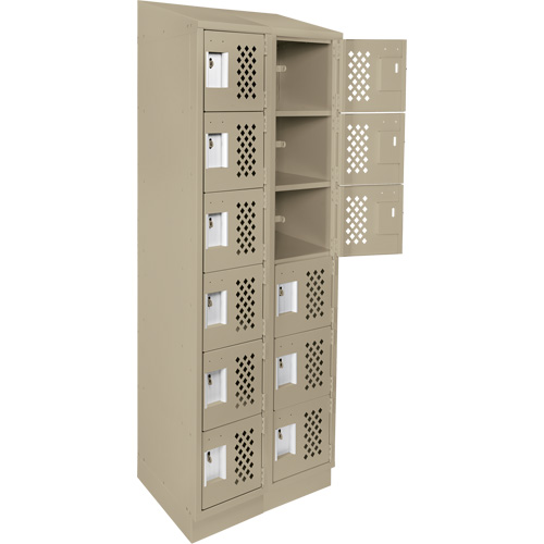 Assembled Lockerettes Clean Line Perforated Economy Lockers, 6 -tier, Bank of 2, 18" x 72" x 12", Steel Equipex