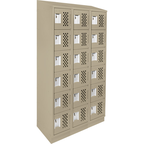 Assembled Lockerettes Clean Line Perforated Economy Lockers, 6 -tier, Bank of 3, 18" x 72" x 12", Steel Equipex