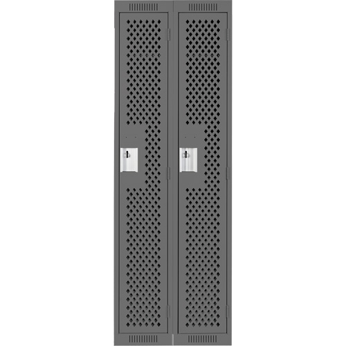 Clean Line Lockers, Bank of 2, 24" x 12" x 72", Steel, Charcoal, Rivet (Assembled), Perforated Equipex