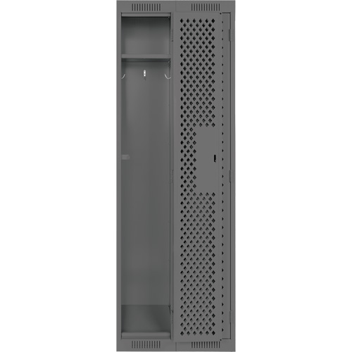 Clean Line Lockers, Bank of 2, 24" x 12" x 72", Steel, Charcoal, Rivet (Assembled), Perforated Equipex
