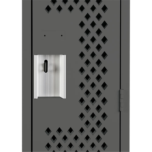 Clean Line Lockers, Bank of 3, 36" x 12" x 72", Steel, Charcoal, Rivet (Assembled), Perforated Equipex