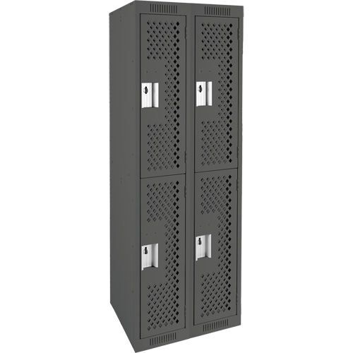 Casiers Clean Line, 2 niveaux, Bloc de 2, 24" x 15" x 72", Acier, Charbon, Rivet (assembl&eacute;), Perfor&eacute; Equipex