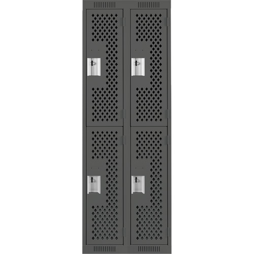 Casiers Clean Line, 2 niveaux, Bloc de 2, 24" x 15" x 72", Acier, Charbon, Rivet (assembl&eacute;), Perfor&eacute; Equipex