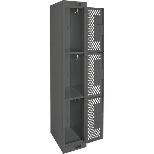 Casiers Clean Line, 3 niveaux, 12" x 12" x 72", Acier, Charbon, Rivet (assembl&eacute;), Perfor&eacute; Equipex