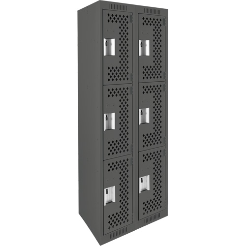 Casiers Clean Line, 3 niveaux, Bloc de 2, 24" x 12" x 72", Acier, Charbon, Rivet (assembl&eacute;), Perfor&eacute; Equipex
