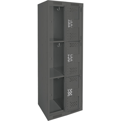 Casiers Clean Line, 3 niveaux, Bloc de 2, 24" x 12" x 72", Acier, Charbon, Rivet (assembl&eacute;), Perfor&eacute; Equipex