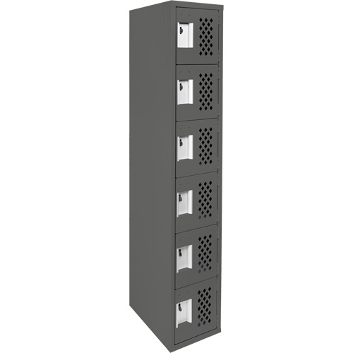 Assembled Lockerettes Clean Line Perforated Economy Lockers, 6 -tier, 18" x 72" x 12", Steel Equipex