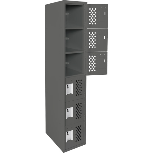 Assembled Lockerettes Clean Line Perforated Economy Lockers, 6 -tier, 18" x 72" x 12", Steel Equipex