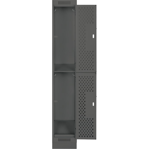 Casiers Clean Line, 2 niveaux, 12" x 12" x 76", Acier, Charbon, Rivet (assembl&eacute;), Perfor&eacute; Equipex