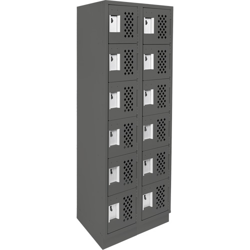 Clean-Line Perforated Lockerette, 6 -tier, Bank of 2, 12" x 72" x 12", Steel Equipex