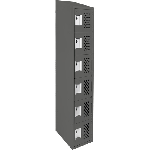 Assembled Lockerettes Clean Line Perforated Economy Lockers, 6 -tier, 18" x 72" x 12", Steel Equipex