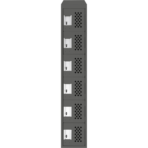 Assembled Lockerettes Clean Line Perforated Economy Lockers, 6 -tier, 18" x 72" x 12", Steel Equipex