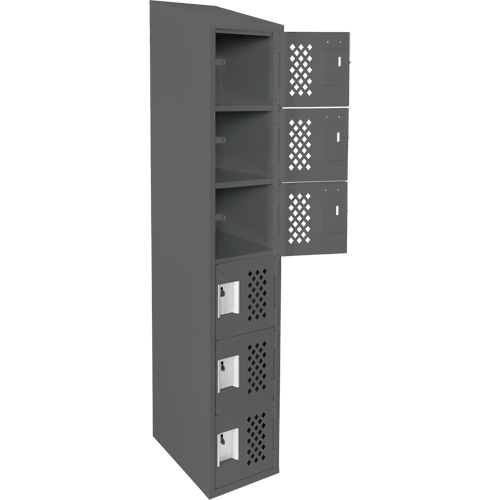 Assembled Lockerettes Clean Line Perforated Economy Lockers, 6 -tier, 18" x 72" x 12", Steel Equipex