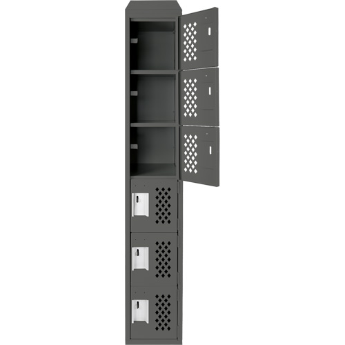 Assembled Lockerettes Clean Line Perforated Economy Lockers, 6 -tier, 18" x 72" x 12", Steel Equipex