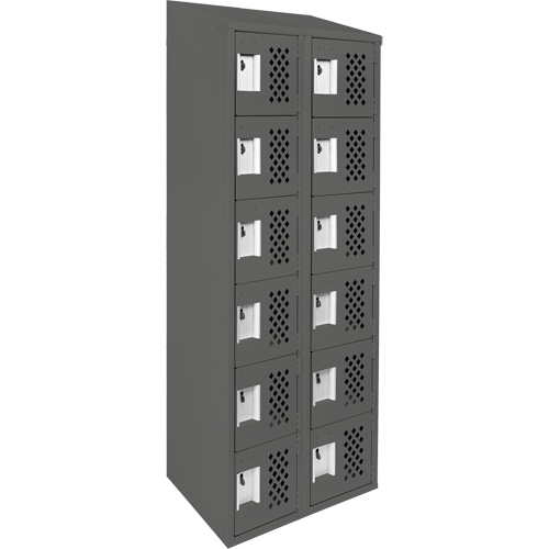 Clean-Line Perforated Lockerette, 6 -tier, Bank of 2, 12" x 72" x 12", Steel Equipex