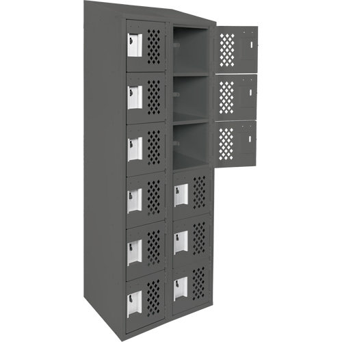 Clean-Line Perforated Lockerette, 6 -tier, Bank of 2, 12" x 72" x 12", Steel Equipex