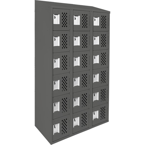 Clean-Line Perforated Lockerette, 6 -tier, Bank of 3, 12" x 72" x 12", Steel Equipex
