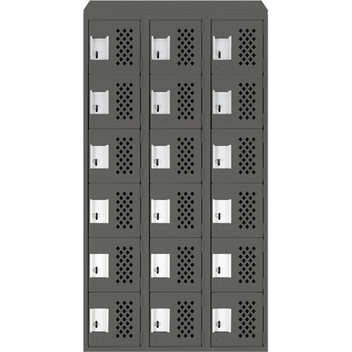 Clean-Line Perforated Lockerette, 6 -tier, Bank of 3, 12" x 72" x 12", Steel Equipex
