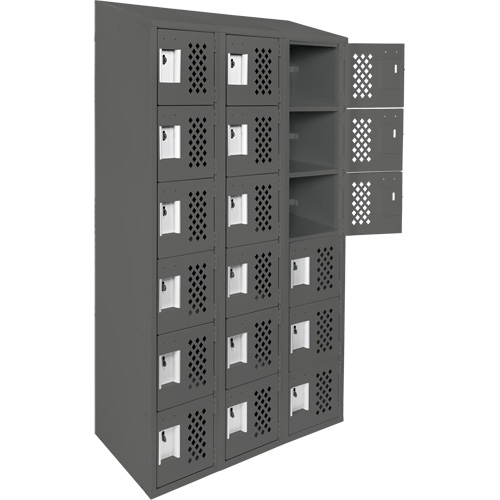 Clean-Line Perforated Lockerette, 6 -tier, Bank of 3, 12" x 72" x 12", Steel Equipex