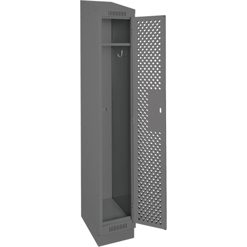 Clean Line Lockers, 12" x 12" x 82", Steel, Charcoal, Rivet (Assembled), Perforated Equipex