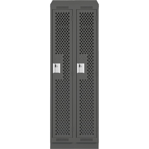 Clean Line Lockers, Bank of 2, 24" x 12" x 82", Steel, Charcoal, Rivet (Assembled), Perforated Equipex