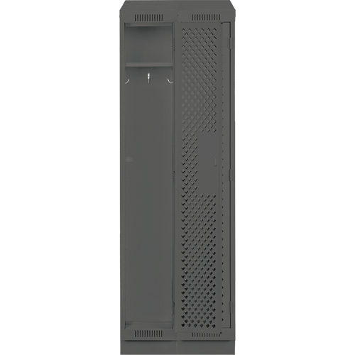 Clean Line Lockers, Bank of 2, 24" x 12" x 82", Steel, Charcoal, Rivet (Assembled), Perforated Equipex