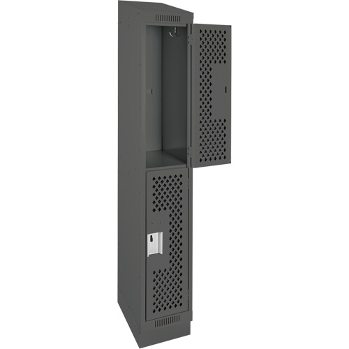 Casiers Clean Line, 2 niveaux, 12" x 18" x 82", Acier, Charbon, Rivet (assembl&eacute;), Perfor&eacute; Equipex