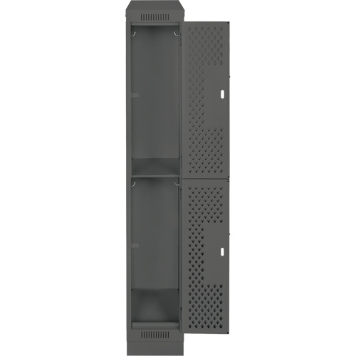 Casiers Clean Line, 2 niveaux, 12" x 18" x 82", Acier, Charbon, Rivet (assembl&eacute;), Perfor&eacute; Equipex