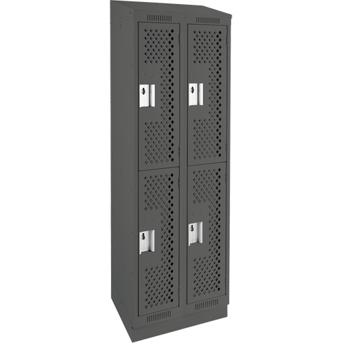 Casiers Clean Line, 2 niveaux, Bloc de 2, 24" x 18" x 82", Acier, Charbon, Rivet (assembl&eacute;), Perfor&eacute; Equipex