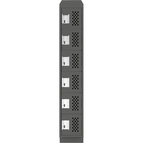 Assembled Lockerettes Clean Line Perforated Economy Lockers, 6 -tier, 18" x 72" x 12", Steel Equipex