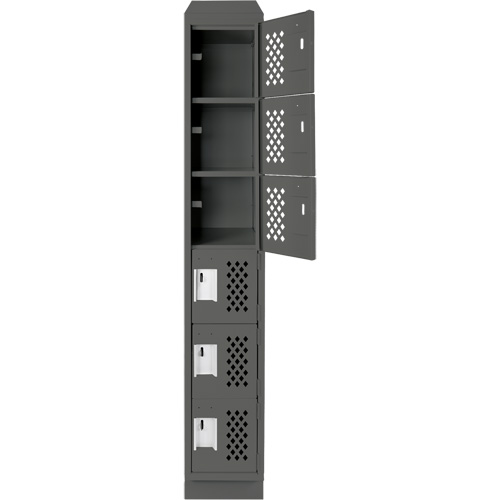 Assembled Lockerettes Clean Line Perforated Economy Lockers, 6 -tier, 18" x 72" x 12", Steel Equipex