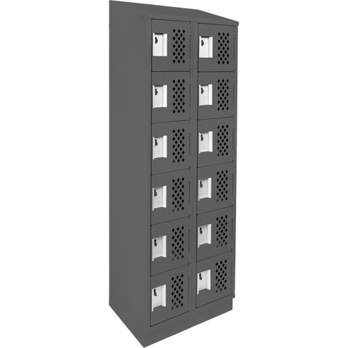 Assembled Lockerettes Clean Line Perforated Economy Lockers, 6 -tier, Bank of 2, 18" x 72" x 12", Steel Equipex