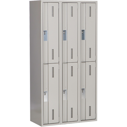 Concorde Heavy-Duty Lockers, 2 -tier, Bank of 3, 36" x 18" x 72", Steel, Grey, Welded (Assembled) Equipex