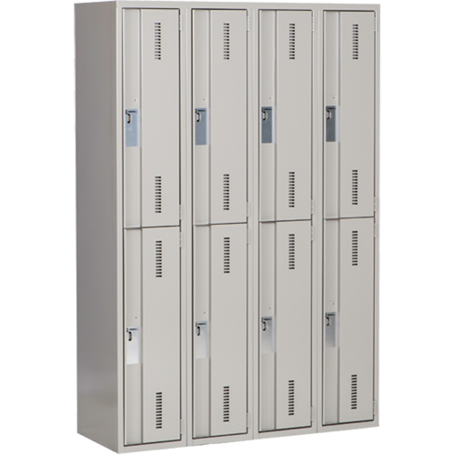 Concorde Heavy-Duty Lockers, 2 -tier, Bank of 4, 48" x 18" x 72", Steel, Grey, Welded (Assembled) Equipex