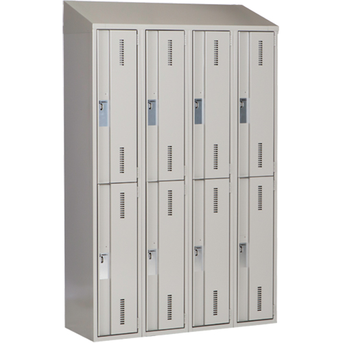 Concorde Heavy-Duty Lockers, 2 -tier, Bank of 4, 48" x 18" x 78", Steel, Grey, Welded (Assembled) Equipex