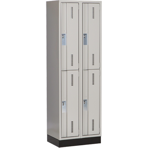 Concorde Heavy-Duty Lockers, 2 -tier, Bank of 2, 24" x 18" x 76", Steel, Grey, Welded (Assembled) Equipex