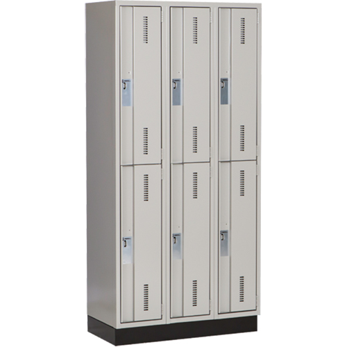 Concorde Heavy-Duty Lockers, 2 -tier, Bank of 3, 36" x 18" x 76", Steel, Grey, Welded (Assembled) Equipex