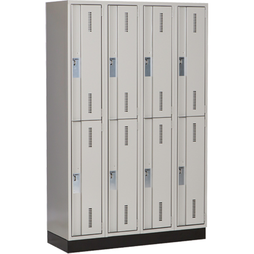 Concorde Heavy-Duty Lockers, 2 -tier, Bank of 4, 48" x 18" x 76", Steel, Grey, Welded (Assembled) Equipex